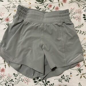 lululemon hotty hot high rise lined shorts 4” jade grey